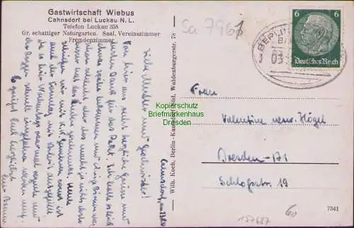 157687 AK Cahnsdorf Luckau N.-L. 1934 Dorfteich Dorfplatz Gastwirtschaft Wiebus