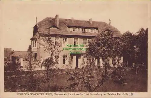 157568 AK Gartenstadt Hennickendorf bei Strausberg um 1920 Schloss Wachtelburg