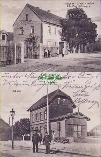 157671 AK Göhrenz 1925 Bahnhof Göhrenz Albersdorf Gasthof zur Grube Mansfeld