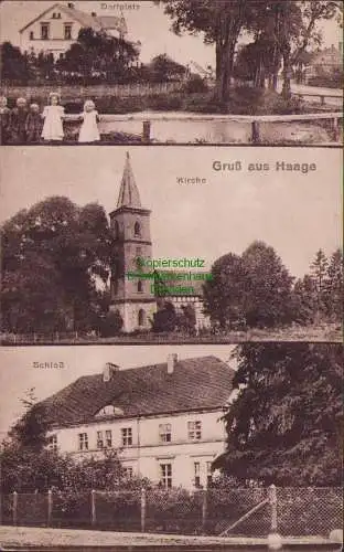 157429 AK Haage Mühlenberge Senzke 1924 Dorfplatz Kirche Schloß