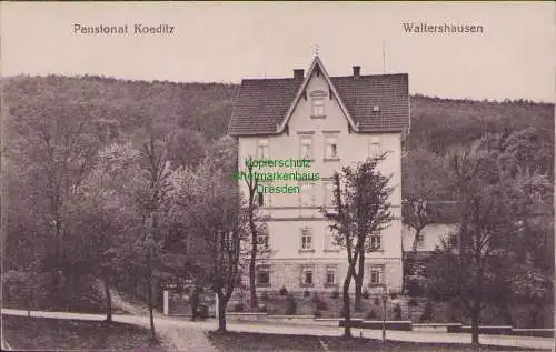 157379 Ansichtskarte Waltershausen Hzgt. Gotha 1917  Pensionat Koeditz