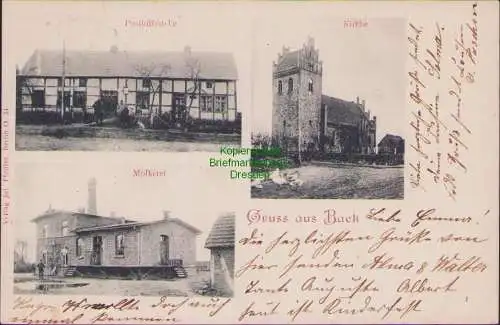 157185 AK Baek Groß Pankow 1902 Posthilfsstelle Molkerei Kirche Reetz