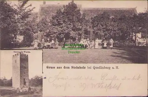 157176 AK Steinholz bei Quedlinburg Harz 1910 Garten Restaurant Steinholz-Warte