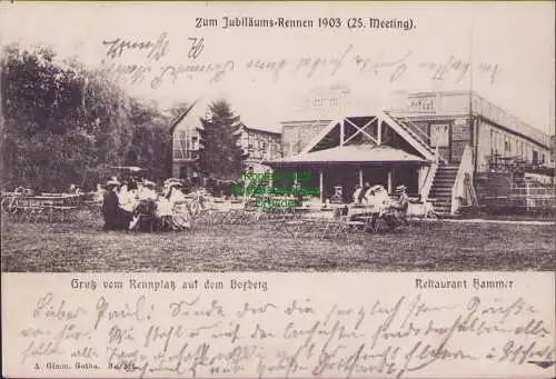 157382 AK Gotha Boxberg Friedrichswerth Nessetal 1903 Rennplatz Restaurant Hamme