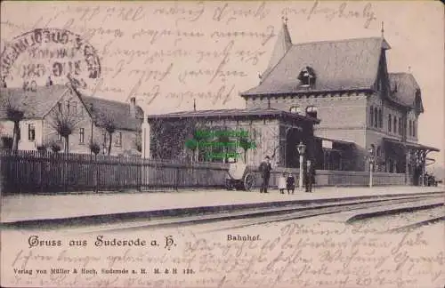 157083 Ansichtskarte Suderode a. H. Bahnhof Gleisseite 1903