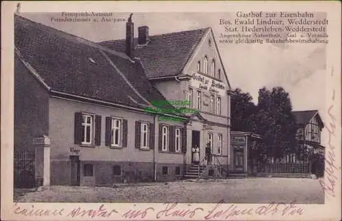 157109 Ansichtskarte Wedderstedt Gasthof zur Eisenbahn 1935 Fremdenzimmer Ausspann Telefon