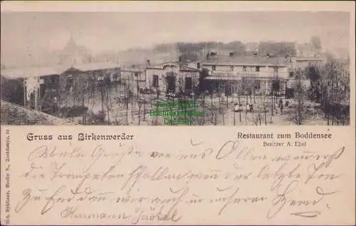 157335 AK Birkenwerder Bez. Postsdam Restaurant zum Bodensee 1901