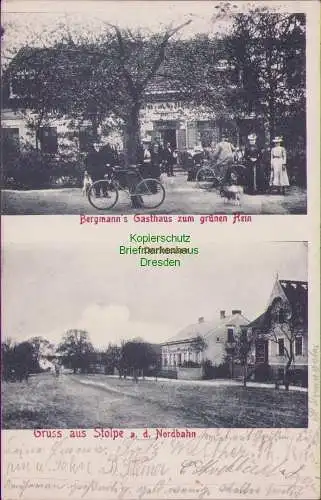 157332 Ansichtskarte Stolpe a. d. Nordbahn 1904 Bergmanns Gasthaus zum grünen Hain