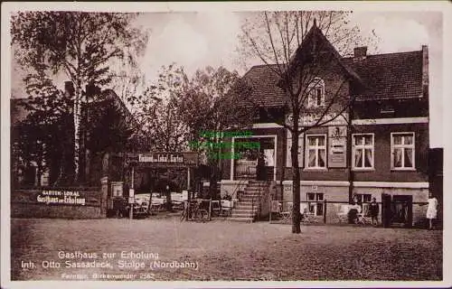 157333 Ansichtskarte Stolpe a. d. Nordbahn um 1930 Gasthaus zur Erholung Garten Lokal