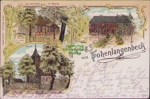 157138 AK Hohenlangenbeck Kuhfelde Litho um 1900 Kirche Gastwirtschaft Gerecke