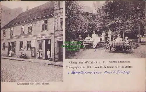 157224 AK Wittstock Dosse 1913 Conditorei Emil Hinze Garten Restaurant Fotograf