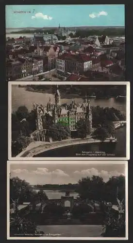 155149 3 AK Schwerin um 1920 Luftbild um 1935 Schloss