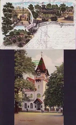 154960 2 AK Litho Kurbad Langebrück 1898 vor dem Brand Neues Kurhaus 1910