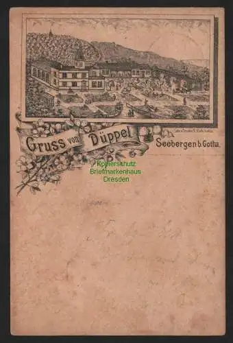 155136 Ansichtskarte Gruss von Düppel Seebergen b. Gotha 1895 Vorläufer