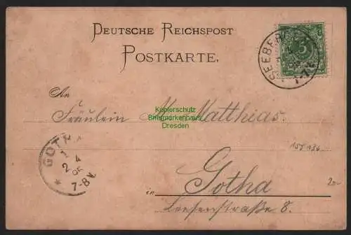 155136 AK Gruss von Düppel Seebergen b. Gotha 1895 Vorläufer