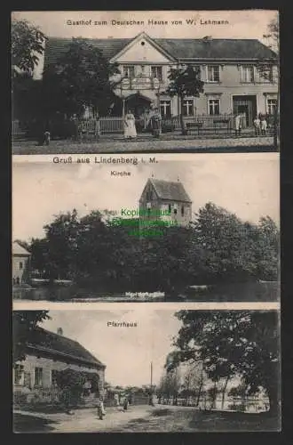 155175 AK Lindenberg bei Berlin 1909 Gasthof zum Deutschen Haus Kirche Pfarrhaus