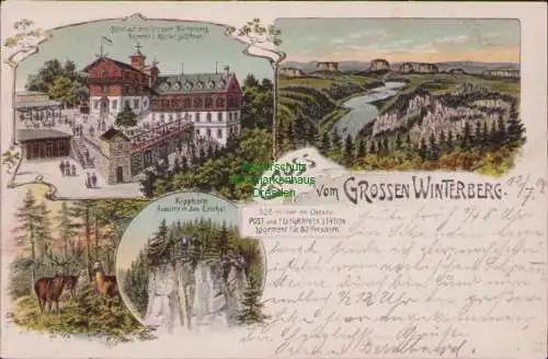 154903 AK Großer Winterberg Litho 1904 Kipphorn Hotel Restaurant