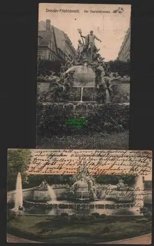 155162 AK Dresden Friedrichstadt Der Neptunbrunnen 1908 Brunnen Stadtkrankenhaus