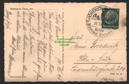 154106 AK Fotokarte Reichsehrenmal Tannenberg Hohenstein Opr. 1941