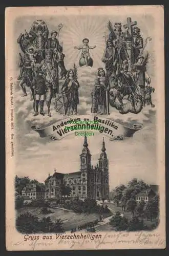 154342 AK Basilika Vierzehnheiligen Wallfahrtskirche bei Bad Staffelstein 1904