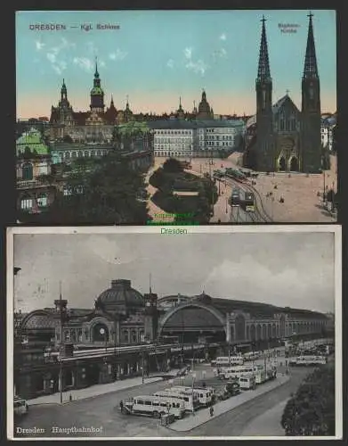 154169 2 AK Dresden Schloss Sophienkircheum 1915 Hauptbahnhof 1939