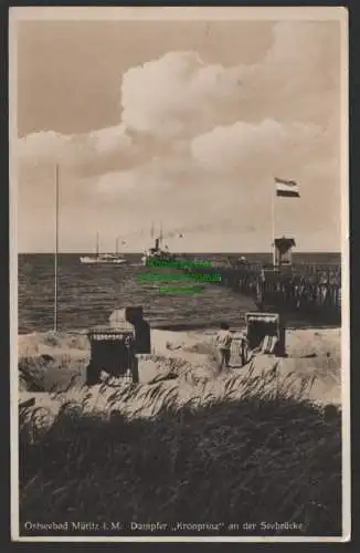 154321 AK Ostseebad Müritz i. M. Dampfer Kronprinz an der Seebrücke 1936