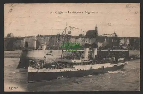 154078 AK Dieppe Frankreich 1908 Le steamer Brighton Dampfer Mole Hafenausfahrt