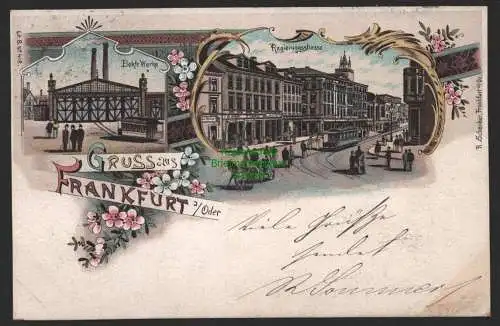 154011 AK Frankfurt Oder Litho 1898 Elektr. Werke Regierungsstrasse