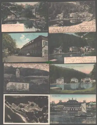 152277 8 Ansichtskarte Meixmühle bei Pillnitz 1907 Gasthof Hotel Goldner Löwe Kirche 1924