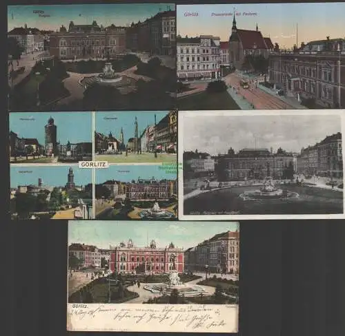 152074 5 Ansichtskarte Görlitz Frauenkirche Postamt Postplatz 1902 Marienplatz Obermarkt