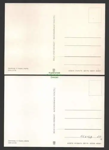 152153 2 AK Landkarten Postkarte Vogtland Hoppe Leipzig Variante 1979