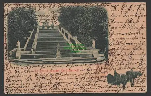 152087 AK Le grand escalier de Peterhoff Russland verwendet Berlin 1900