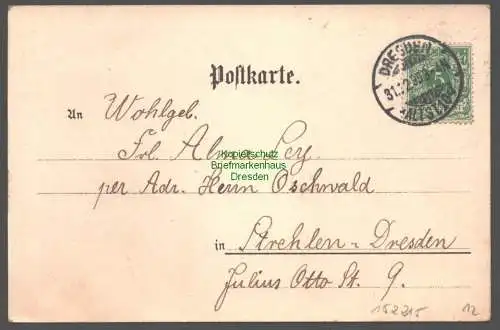 152215 AK Dresden Neujahr Viel Glück zum n. Jahre 1900 Kleebblatt Glücksschwein