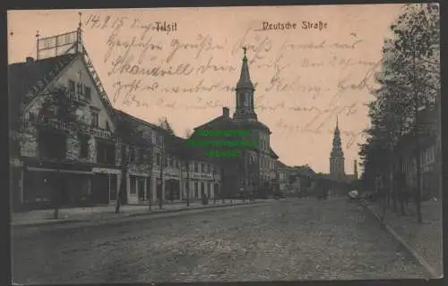 152168 Ansichtskarte Tilsit Sowetsk Ostpreußen 1915 Deutsche Straße Warenhaus Bredies