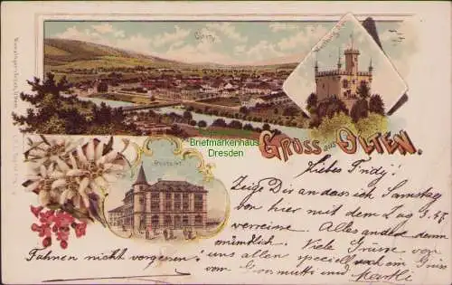 152333 Ansichtskarte Olten Kanton Solothurn Schweiz Litho 1898 Postamt Wartburg Säli