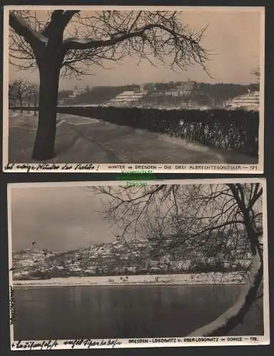 151976 2 AK Dresden Loschwitz im Schnee 1935 Albrechtsschlösser im Schnee