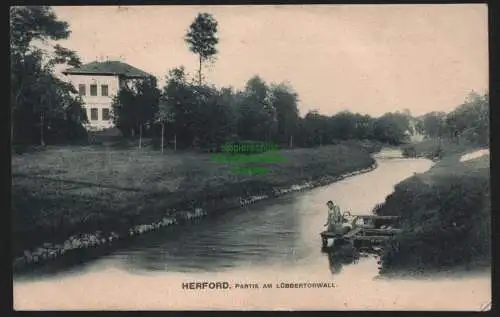 149870 Ansichtskarte Herford 1907 Partie am Lübbertorwall