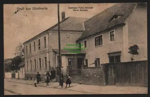 149786 Ansichtskarte Güntheritz bei Rackwitz 1914 Gasthaus Fürst Blücher