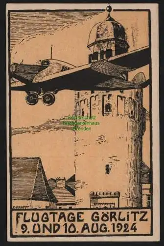 149785 Ansichtskarte Görlitz 1924 Flugtage Künstlerkarte E. Krafft Luftfahrt Görlitz e. V.