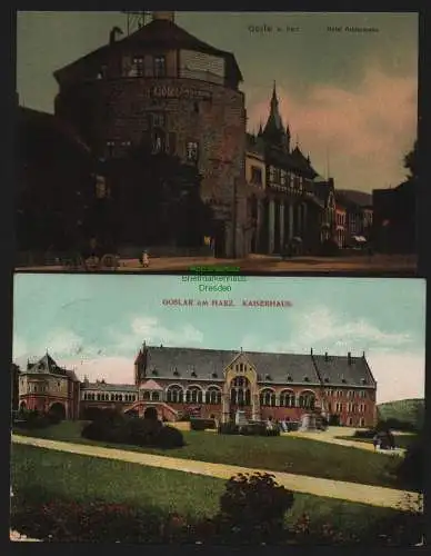 149803 2 Ansichtskarte Goslar am Harz 1914 Hotel Achtermann Kaiserhaus