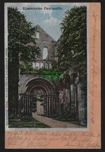 149847 Ansichtskarte Klosterruine Paulinzella 1902 Seidenkarte