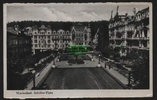 149879 Ansichtskarte Marienbad Schiller-Platz 1943 Feldpost