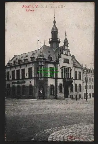 149898 Ansichtskarte Adorf i. V. 1908 Rathaus