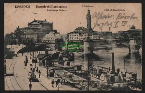 149717 Ansichtskarte Dresden Dampdchifflandeplatz 1920 Fernheizwerk Semperoper