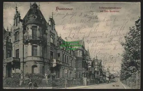 149745 Ansichtskarte Hannover Hohenzollernstraße mit Villa Waldersee 1905