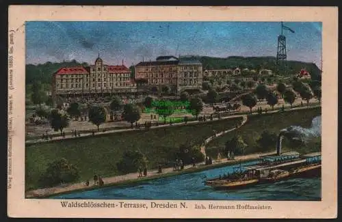 149797 Ansichtskarte Dresden Neustadt Waldschlösschen Terasse Restaurant Gasthaus um 1910