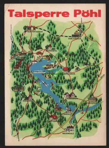 149921 AK Talsperre Pöhl 1969 Landkarten AK Zeichnung Rahm Plauen