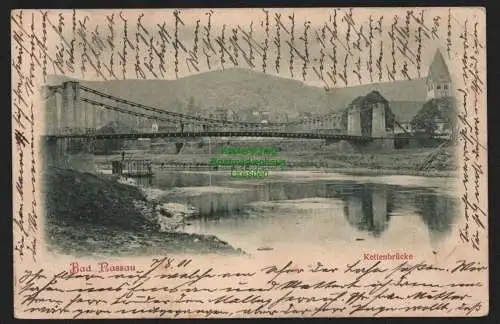 149918 Ansichtskarte Nassau Lahn 1901 Kettenbrücke