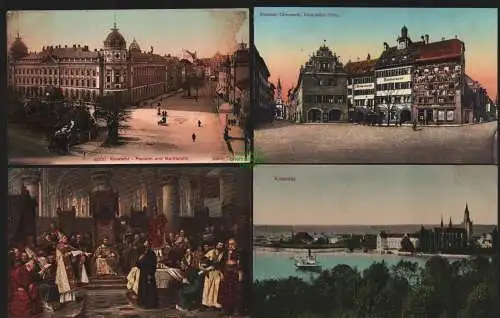 149858 4 AK Konstanz Obermarkt Historischer Platz um 1910