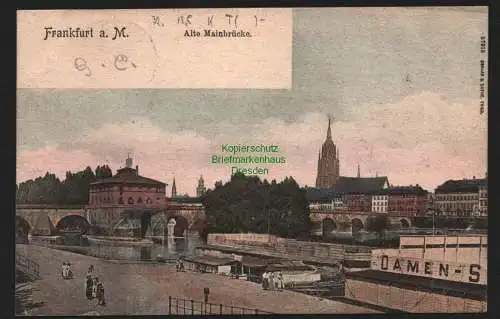 149916 AK Frankfurt a. M. Alte Mainbrücke 1902 Bahnpost Frankfurt - Basel